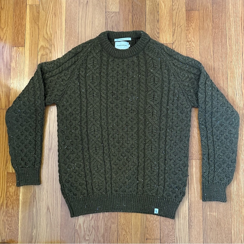 Peregrine Hudson Aran Jumper - Olive - Large